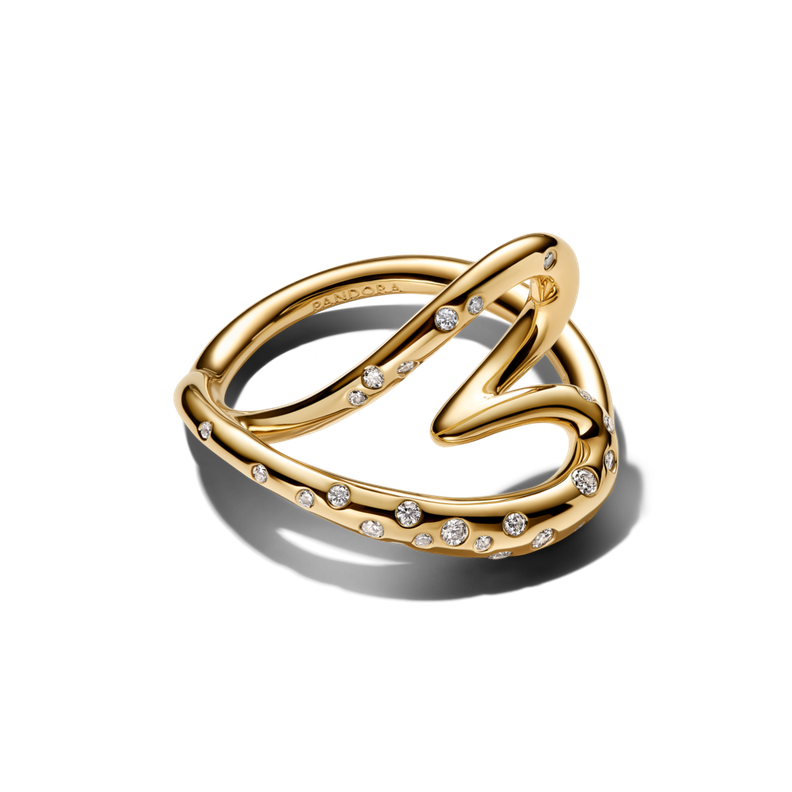 Anillo Corazón con Forma Orgánica Engastado con Piedra