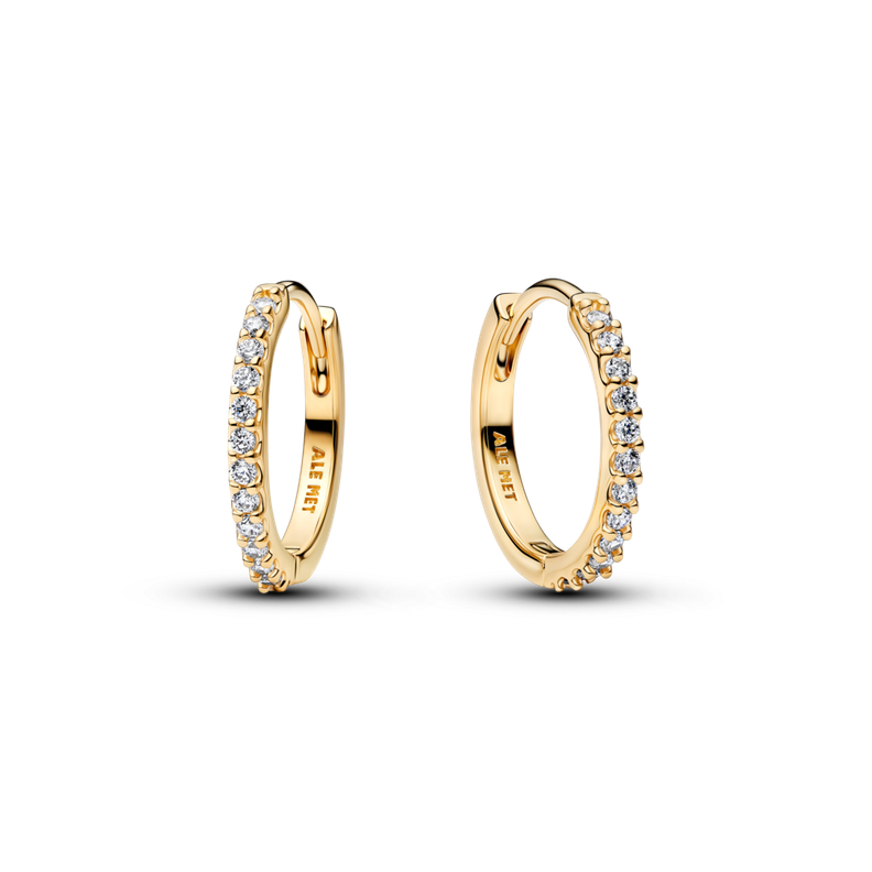 Aretes de Aro Mini Onda Resplandeciente Dorados Dorado