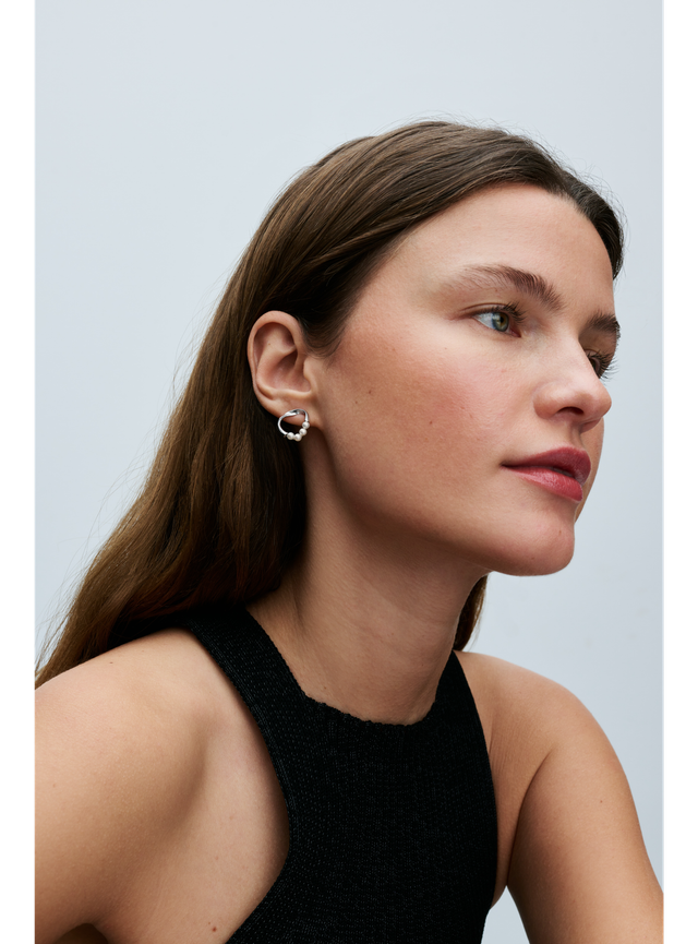 Aretes Círculo Orgánica y Perlas Cultivadas de Agua Dulce-1