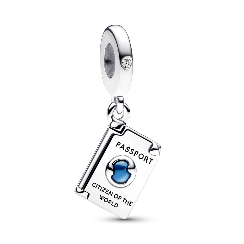 Gift Set Pulsera con Dije de Pasaporte en Plata y Murano Azul-1