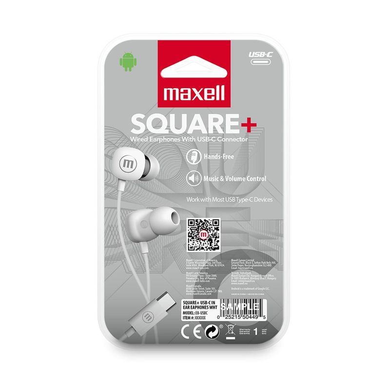 Audífonos Maxell Tipo C Square Blanco-2