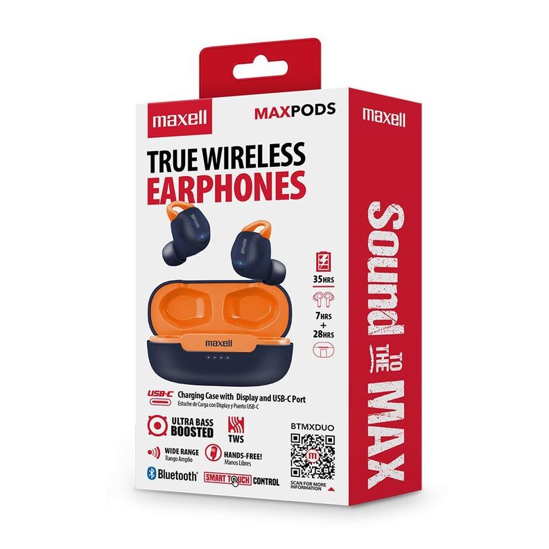 Audífonos inalámbricos Maxell Bluetooth MaxPods 35 Horas Azul-2
