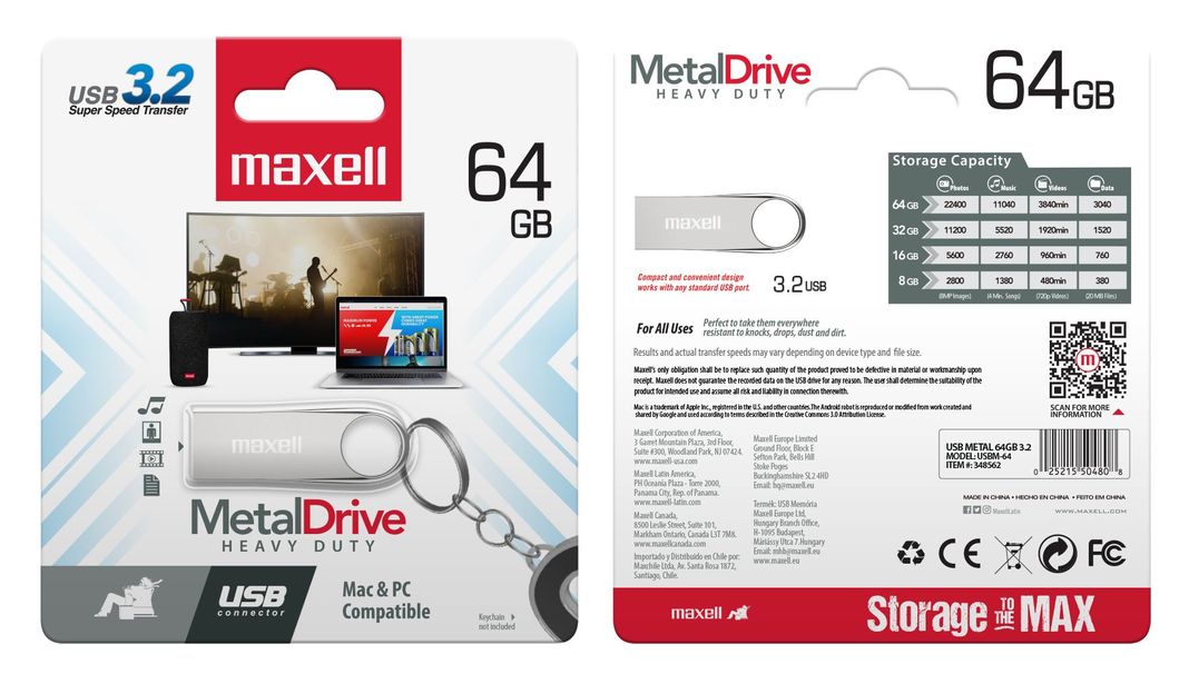 Pendrive Maxell Metal 64gb 3.2-1