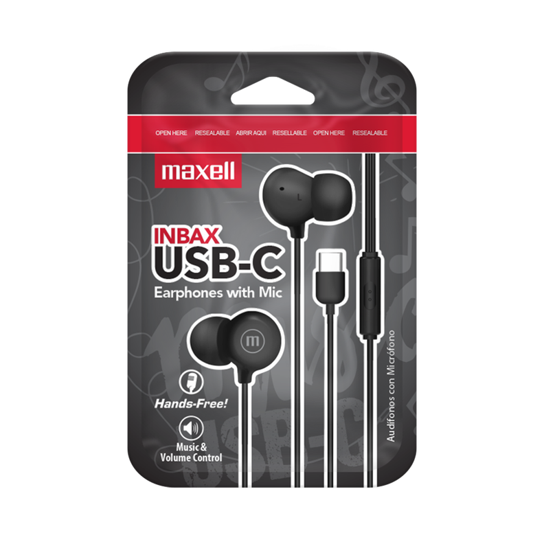 Audífonos Maxell IN-BAX Con Micrófono In Ear Tipo C Negro-2