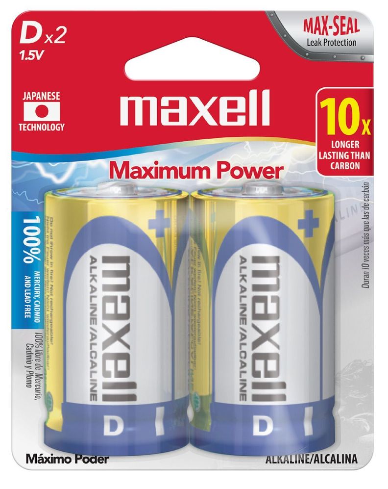 Pack 2 Pilas Alcalinas Maxell Tipo D-0