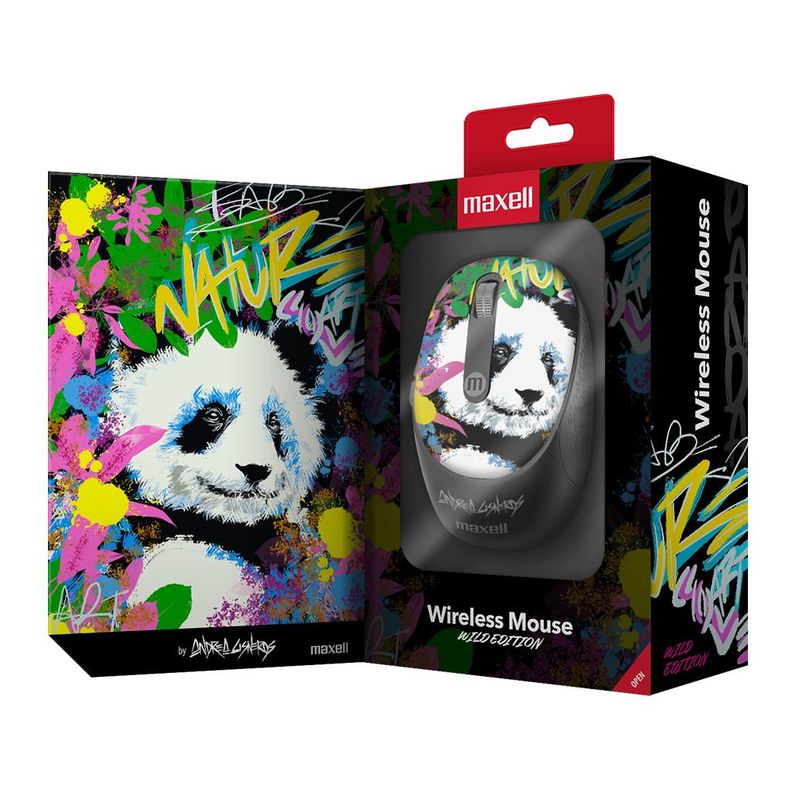 Mouse Inalámbrico Maxell Diseño Wild 4000dpi Usb/usb-c Panda-2