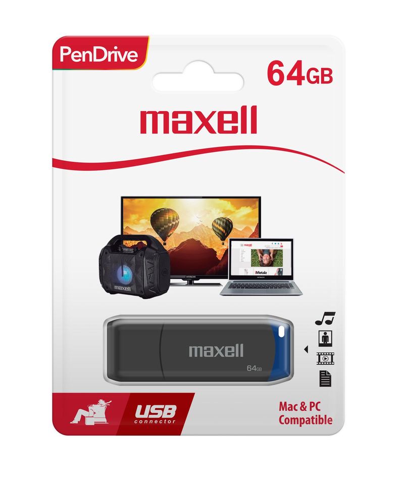 Pendrive Maxell USBPD 64GB 2.0 Azul-1