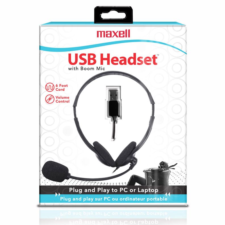 Audífonos Maxell Usb Con Microfono Control De Volumen 1.8Mts-0