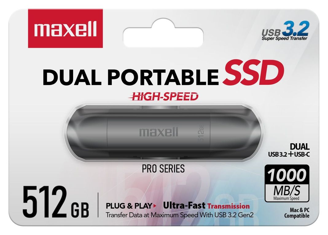 Disco SSD Externo Maxell 512GB 3.2 Dual USB-C 1000MB/s-0