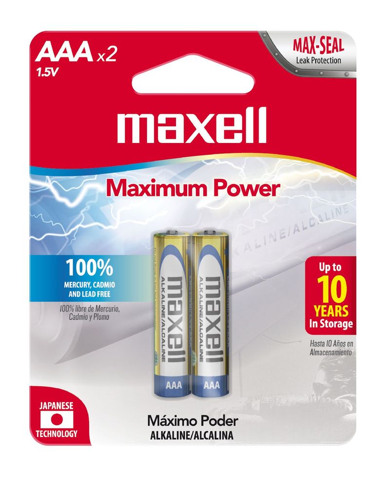 Pilas Alcalinas Maxell Tamaño AAA 2 Unidades-0