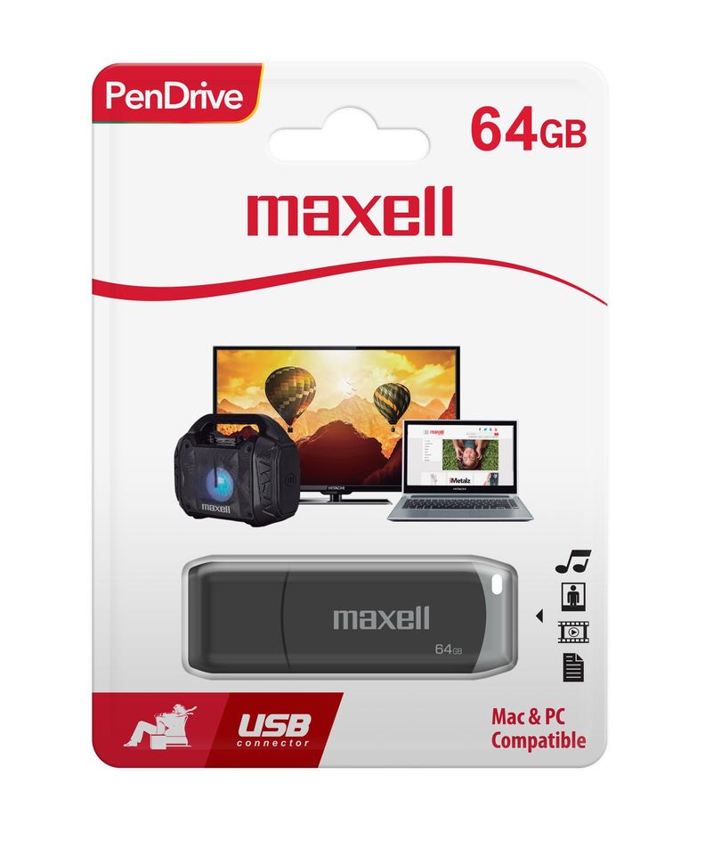 Pendrive Maxell USBPD 64GB 2.0 Gris-1