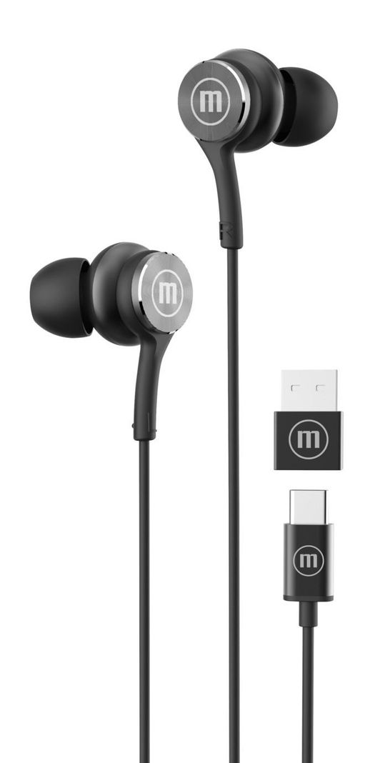 Audífonos Maxell Tipo C Con Adaptador Usb Negro-0