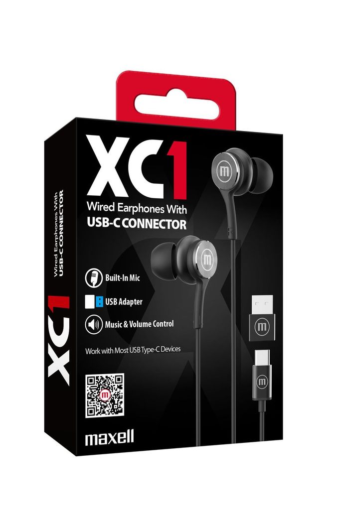 Audífonos Maxell Tipo C Con Adaptador Usb Negro-2