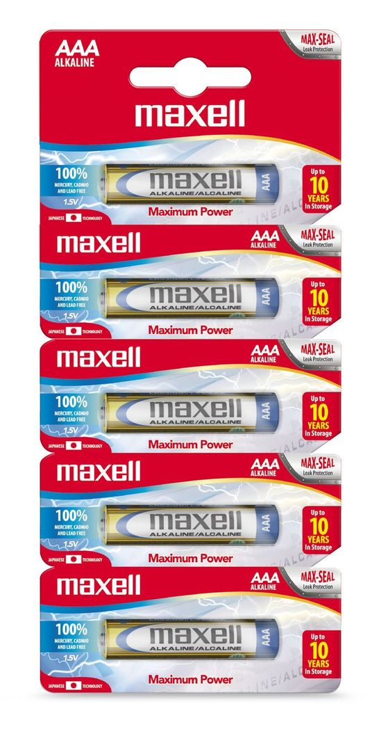 Pilas Alcalinas Maxell Tamaño AAA 5 Unidades-0