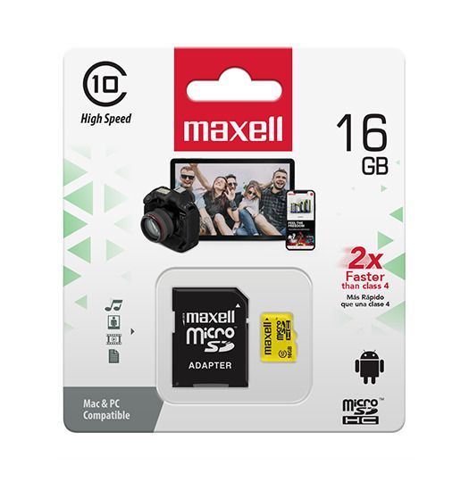 Tarjeta Micro SD Maxell 16GB CLASE 10-2