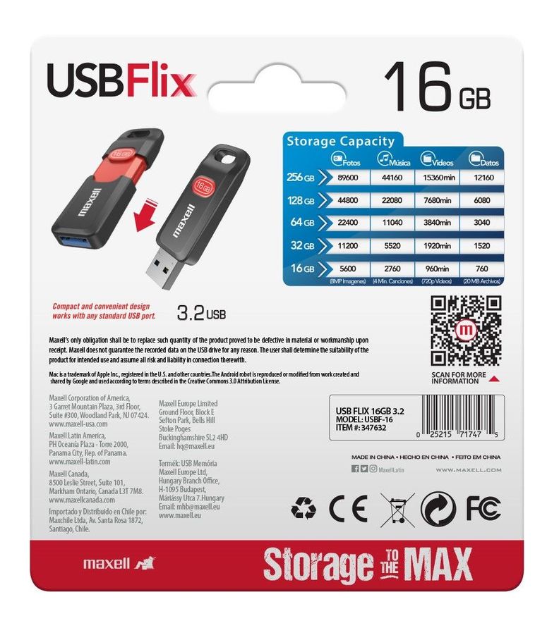 Pendrive Maxell FLIX 16GB 3.2-4