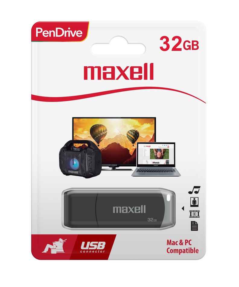 Pendrive Maxell USBPD 32GB 2.0 Gris-1