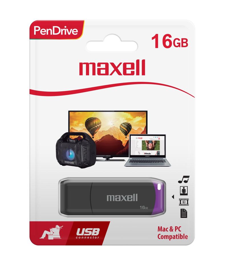 Pendrive Maxell USBPD 16GB 2.0 Morado-1