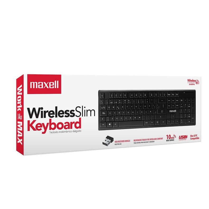 Teclado Inalámbrico Maxell Slim Multifuncional Con Pad Numérico WKB-20-1