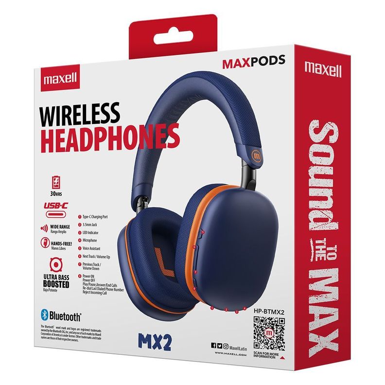 Audífonos inalámbricos Maxell Bluetooth MaxPods 24 Horas Azul-3