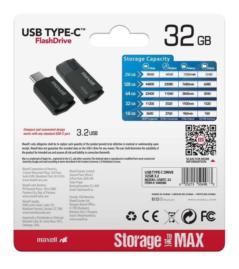 Pendrive Maxell Usbtc Tipo C 32gb 3.2 Negro-2