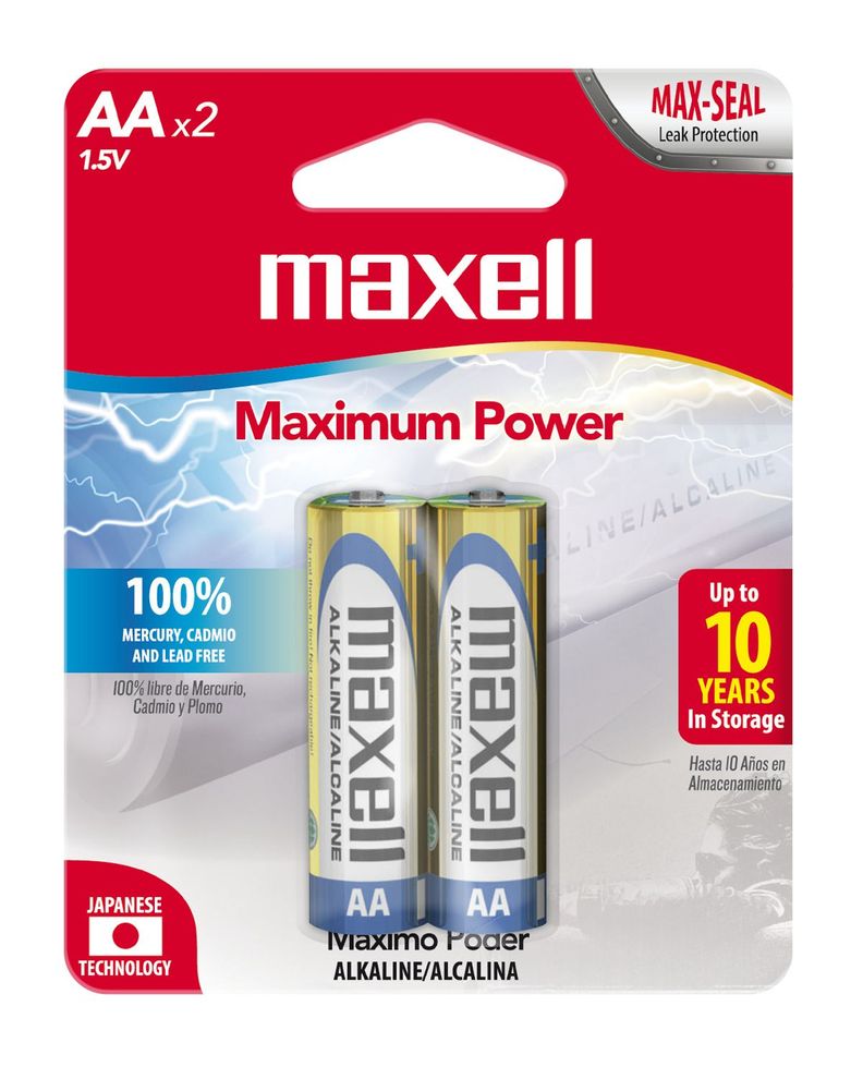 Pilas Alcalinas Maxell Tamaño AA 2 Unidades-0