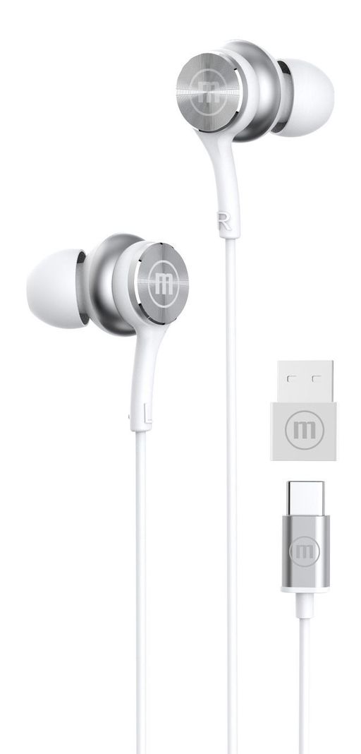 Audífonos Maxell TipoC Con Adaptador Usb Blanco-0