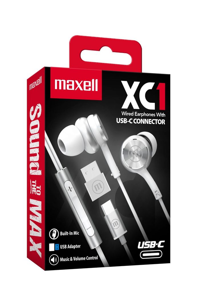 Audífonos Maxell TipoC Con Adaptador Usb Blanco-1
