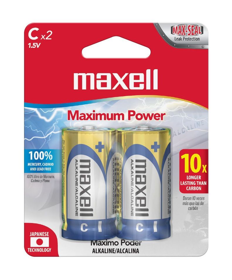 Pack 2 Pilas Alcalinas Maxell Tipo C-0