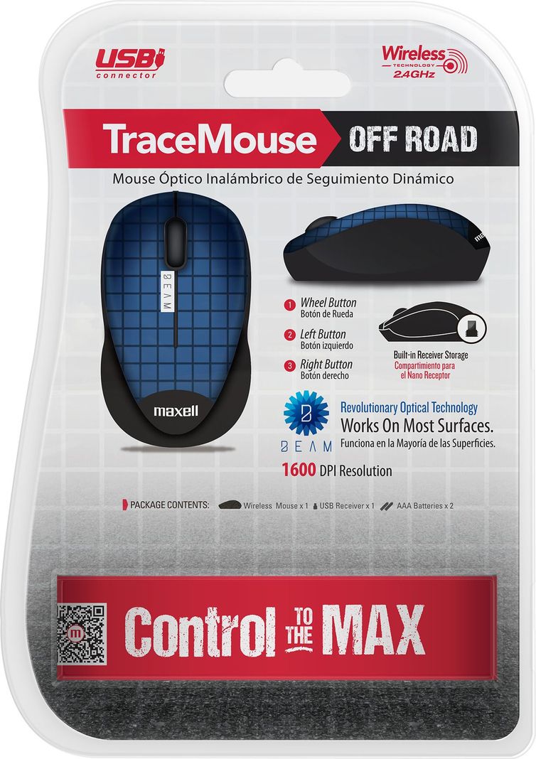 Mouse Óptico Inalámbrico Maxell Trace 1600 Dpi 2.4ghz Azul-3