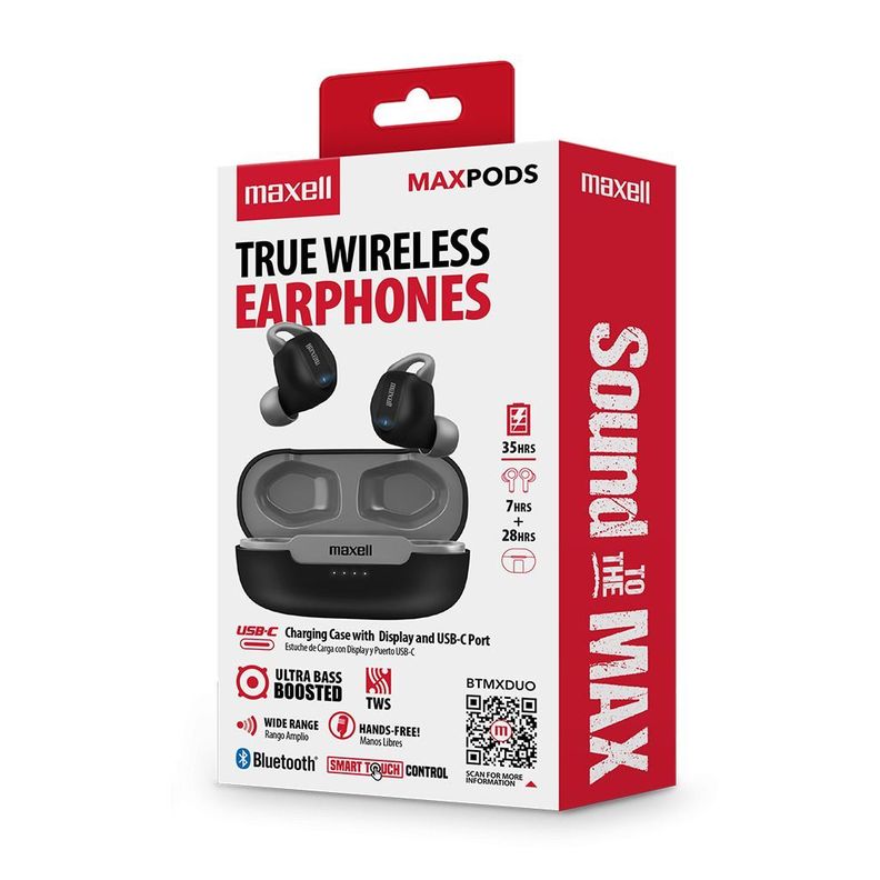 Audífonos inalámbricos Maxell Bluetooth MaxPods 35 Horas Negro-3