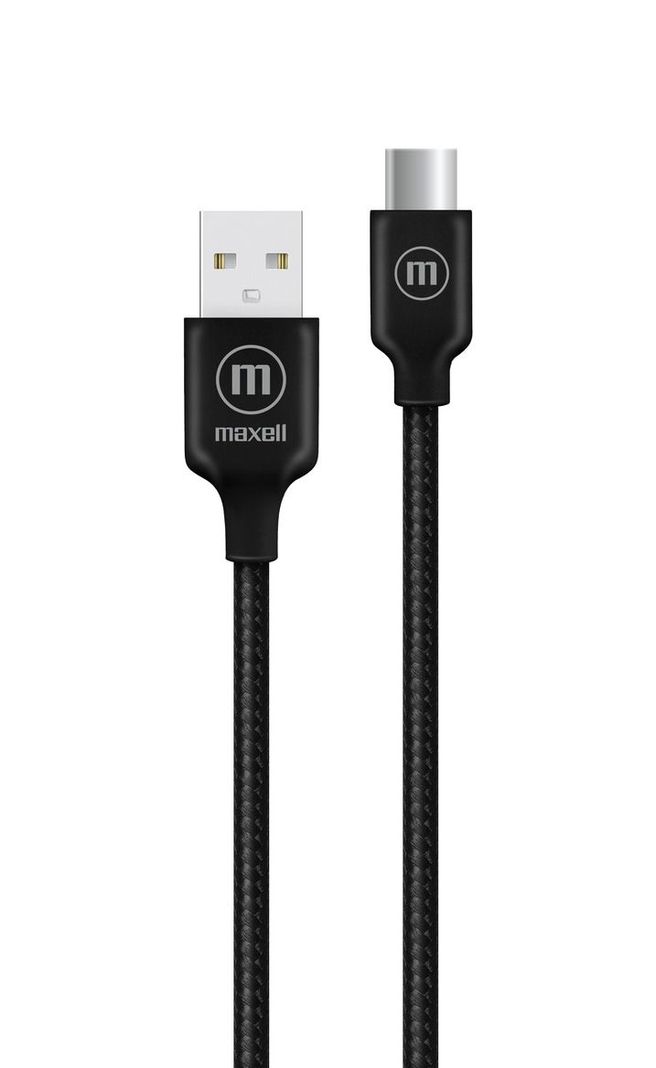 Cable Trenzado Usb A Usb-c Maxell 2 Metros Carga Rápida Negro-0