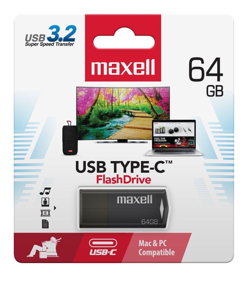 Pendrive Maxell Usbtc Tipo C 64gb 3.2 Negro-1