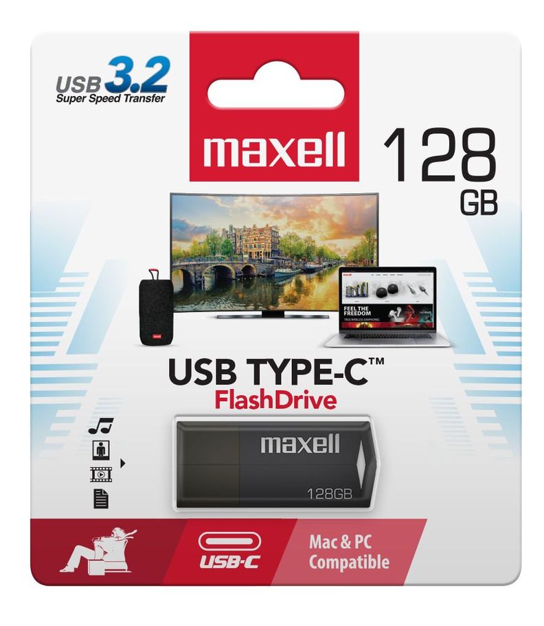 Pendrive Maxell Usbtc Tipo C 128gb 3.2 Negro-1