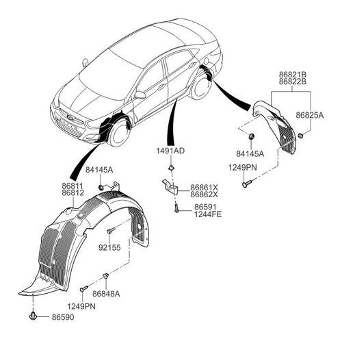 Guardafango Interior Delantero Derecho Hyundai Accent 11-14-2