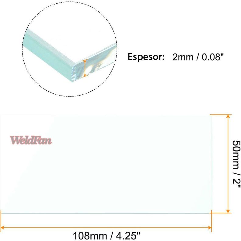Vidrio Transparente Para Máscara Soldar / Vidrio Blanco X 10-1