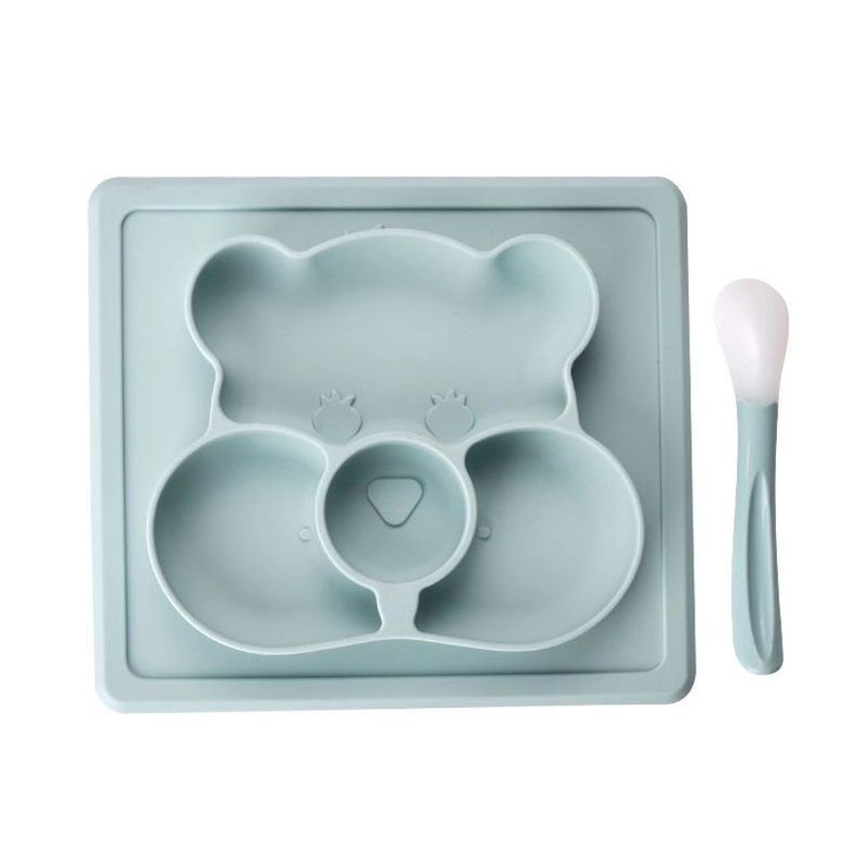 Plato Silicona Bebé Con Cuchara-1