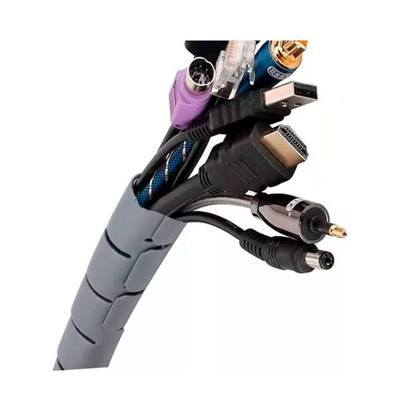 Organizador De Cables En Espiral 2 Metros Gris-1