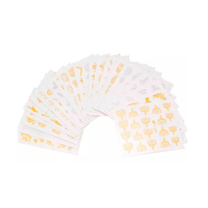 Set 30 Sticker Decoración Uñas Dorado Plata -1