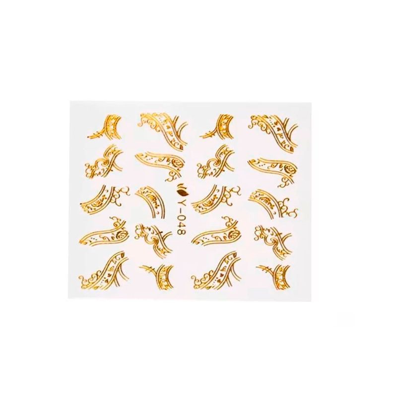 Set 30 Sticker Decoración Uñas Dorado Plata -0