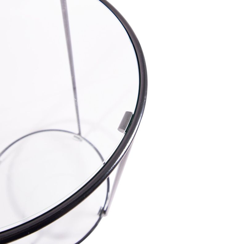 MESA LATERAL CIRCULAR DOS NIVELES NEGRO GLASS-4