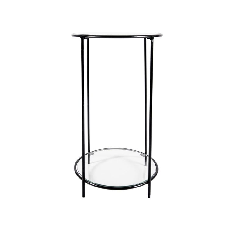 MESA LATERAL CIRCULAR DOS NIVELES NEGRO GLASS-2