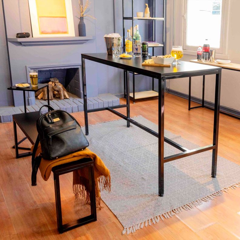 Mesa  Comedor Tipo Bar Black Negra-1