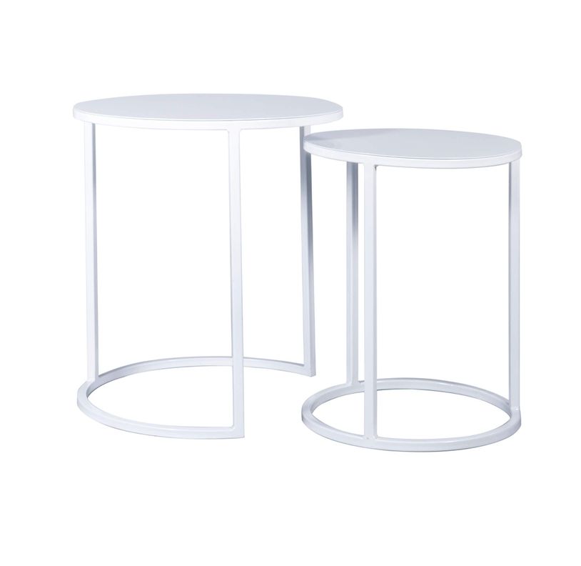 Mesa lateral nido circular | Metal White-3
