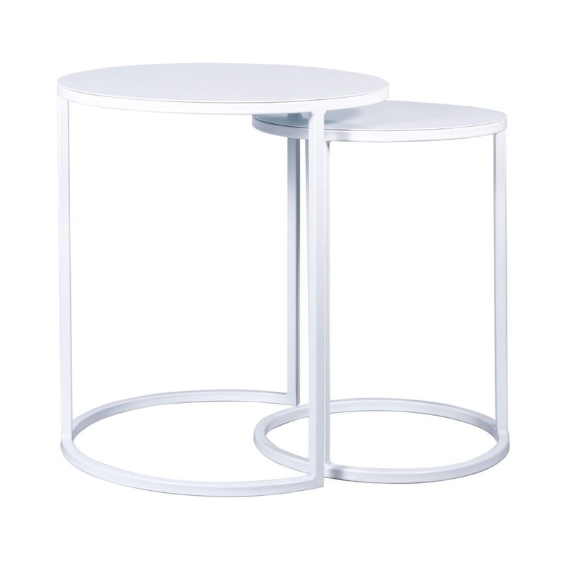 Mesa lateral nido circular | Metal White-1