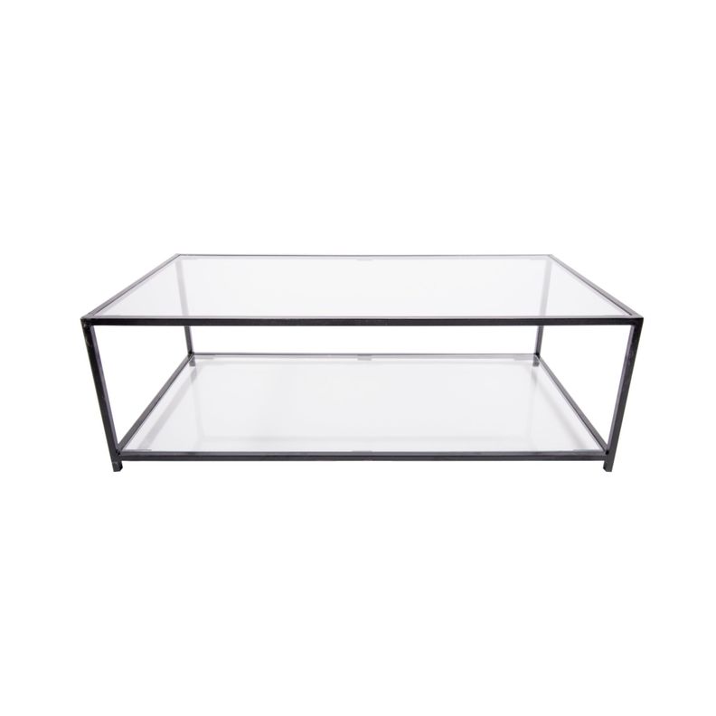 MESA DE CENTRO RECTANGULAR 100 NEGRA DOS NIVELES GLASS-1