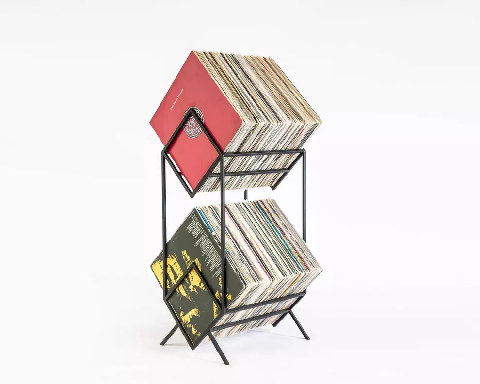 PORTA VINILO DOS NIVELES | LUXE METAL BLACK-0
