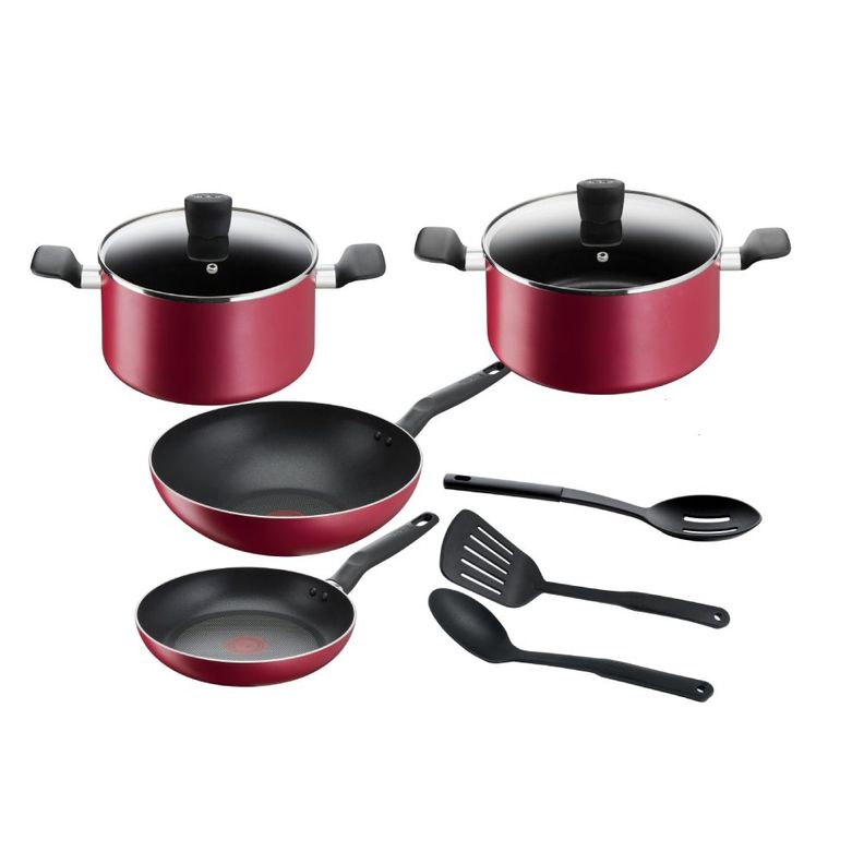 Bateria de cocina Antiadherente Super Cook 9 Piezas Rojo