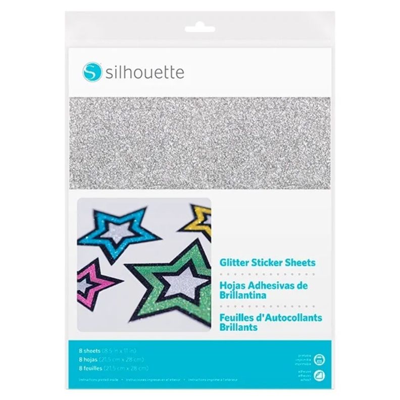 Hojas Adhesivas De Brillantina Silhouette Gris [ 20 ]