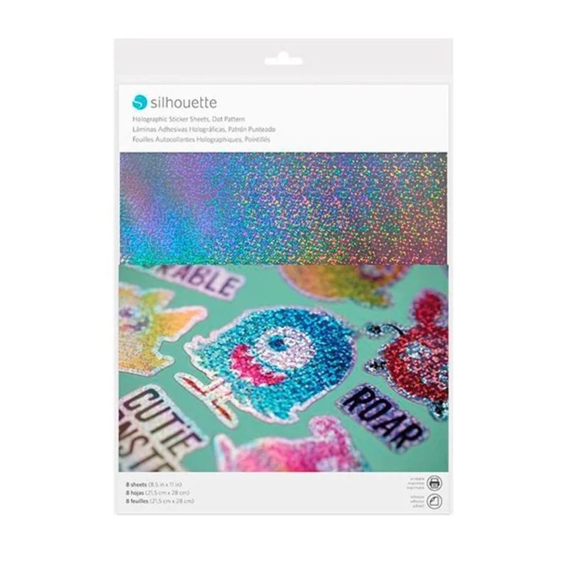 Papel Adh Imprimible Holgrafico Punteado Carta Silhouette Surtido